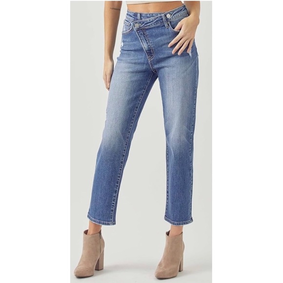NEW Risen Los Angeles High-Rise Crossover Tapered Denim Jeans RDP5060 Size 15/32 - Picture 9 of 16